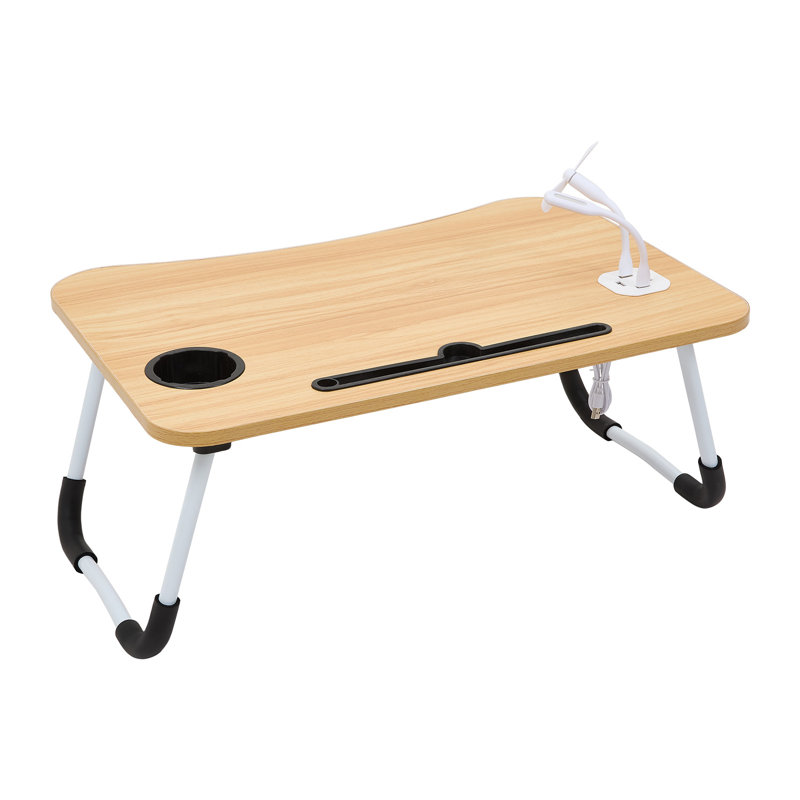 Foldable Modular Iron Computer Desk, Brown