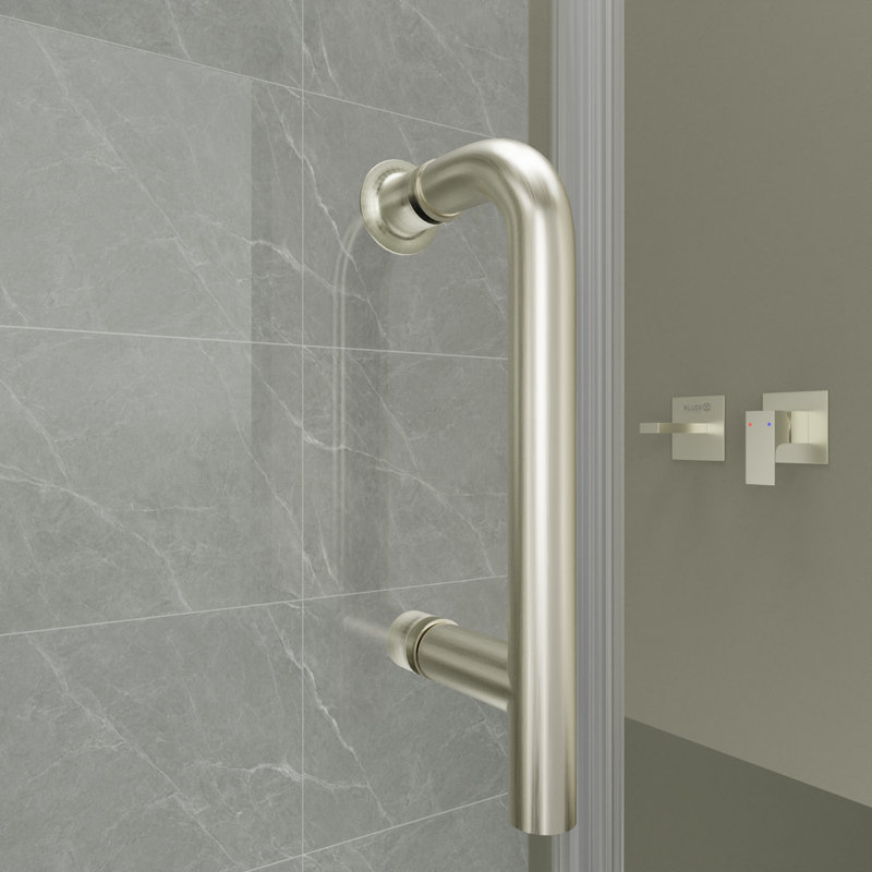 60" Brushed Nickel Semi-Frameless Pivot Shower Door with Clear Glass