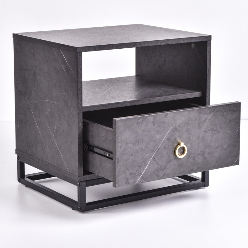 Bluejacket 50.2 cm W Bedside Table, Grey Stone