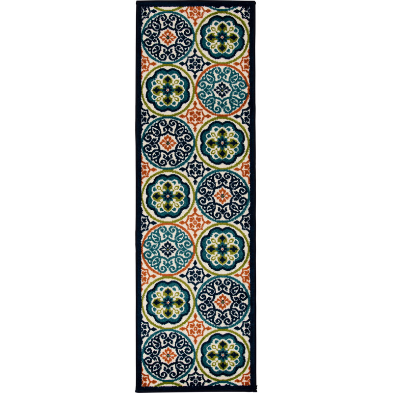 Washable Geometric Indoor / Outdoor Rug, Runner 2' x 6'7''