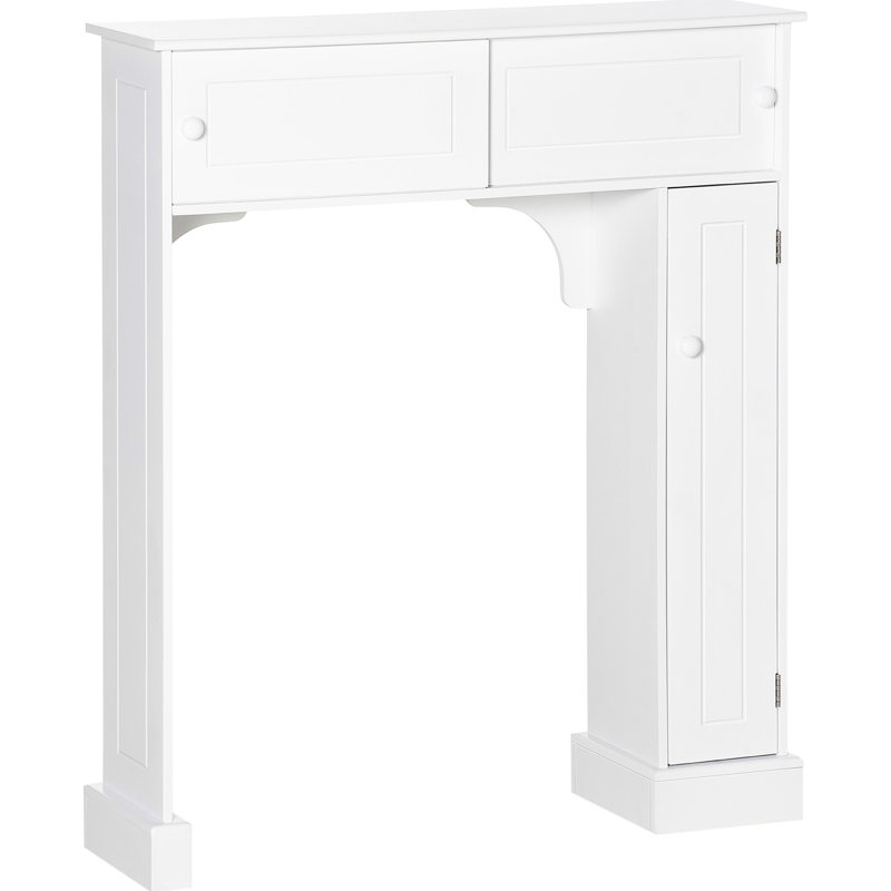 Armoire de salle de bain autoportante au-dessus de la toilette, blanc avec tablettes réglables, papier hygiénique pour articles essentiels et serviettes