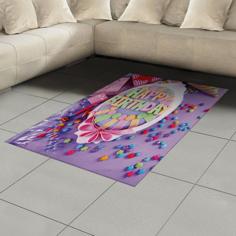 Tapis décoratif mauve à haute densité en fibre de polyester, Rectangle— 4 pi x 5 pi 8 po