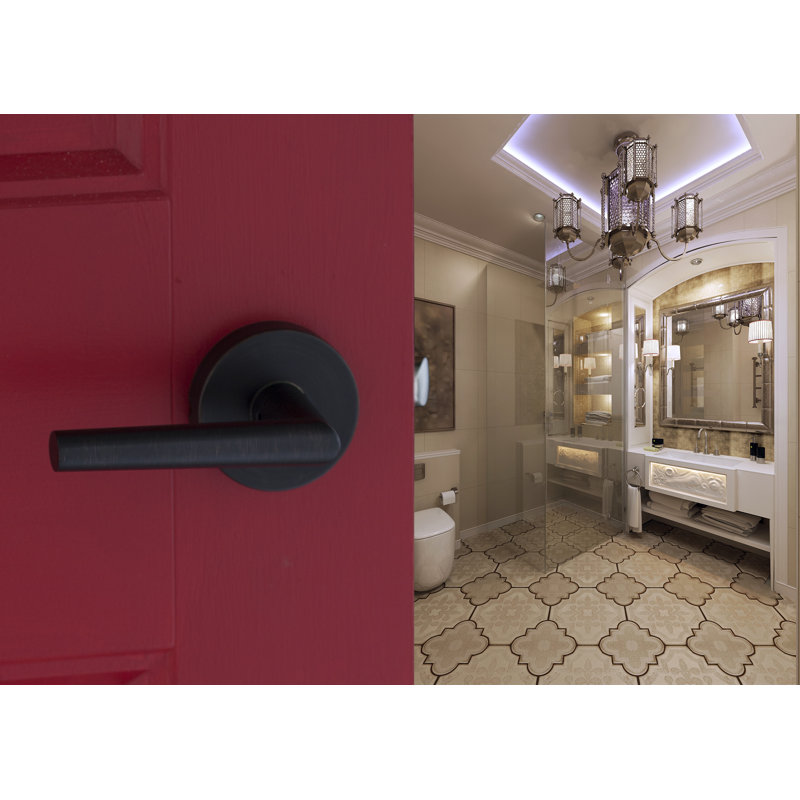 Levier de porte factice simple de style moderne mid-century Residential, Bronze toscan