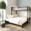 Lit superposé coulissant en métal avec garde-corps et échelle intégrée, cadre convertible peu encombrant pour la chambre à coucher