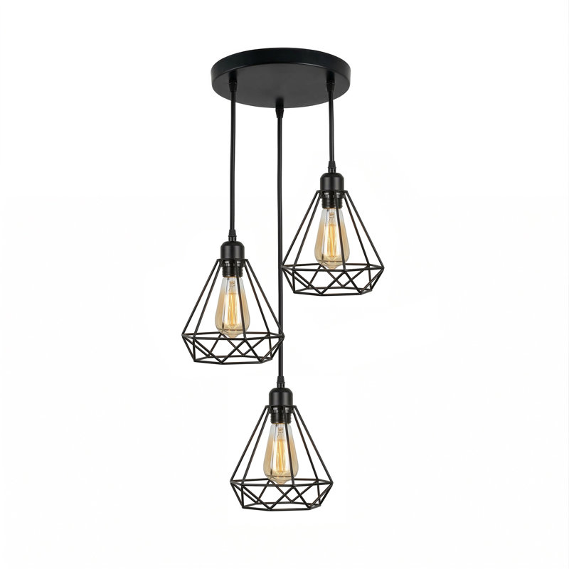 3 - Light Black Cluster Pendant, No
