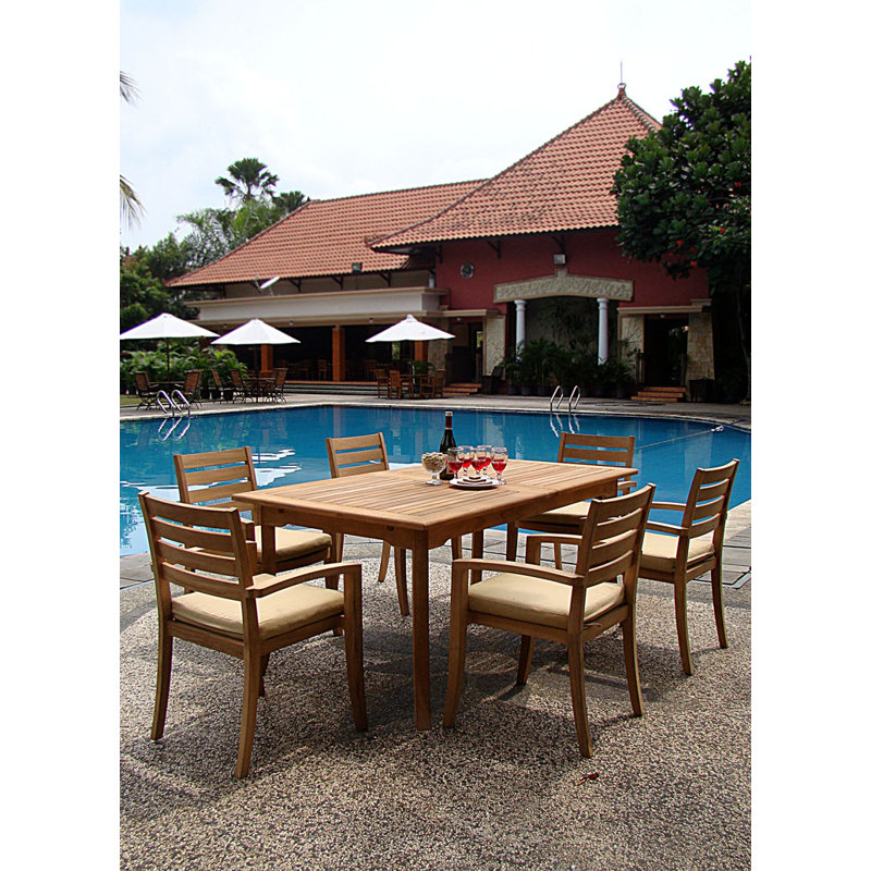 Ensemble de salle à manger rectangulaire en teck pour 6 personnes Orizaba, H 30 po x L 71 po x l 36 po
