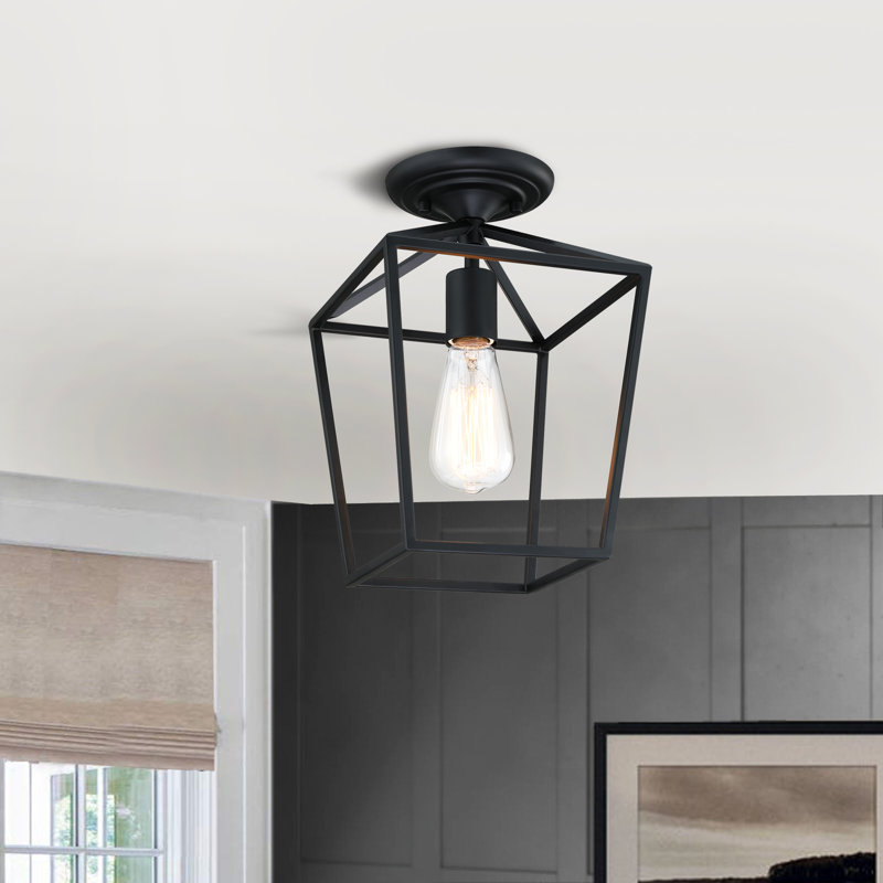 Plafonnier semi-encastré 1 lumière 12 po 1 lumière, Noir mat