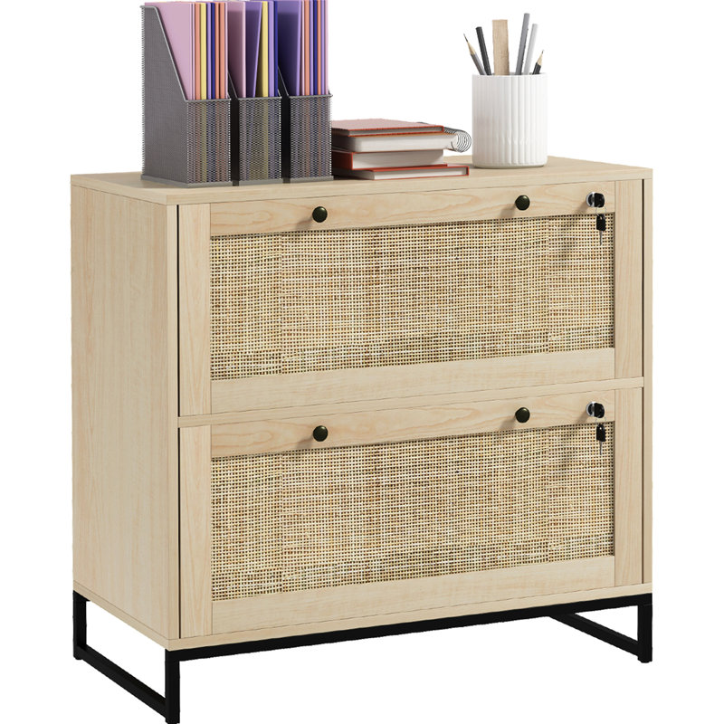 Armoire de rangement verrouillable à 2 tiroirs - Économiseur d'espace de bureau avec barre de suspension réglable pour plusieurs types de papier