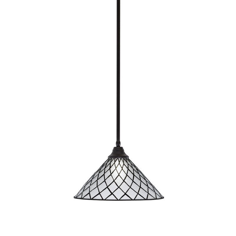 Luminaire suspendu suspendu à la tige Edge, fini espresso et verre de glace diamant 16 po