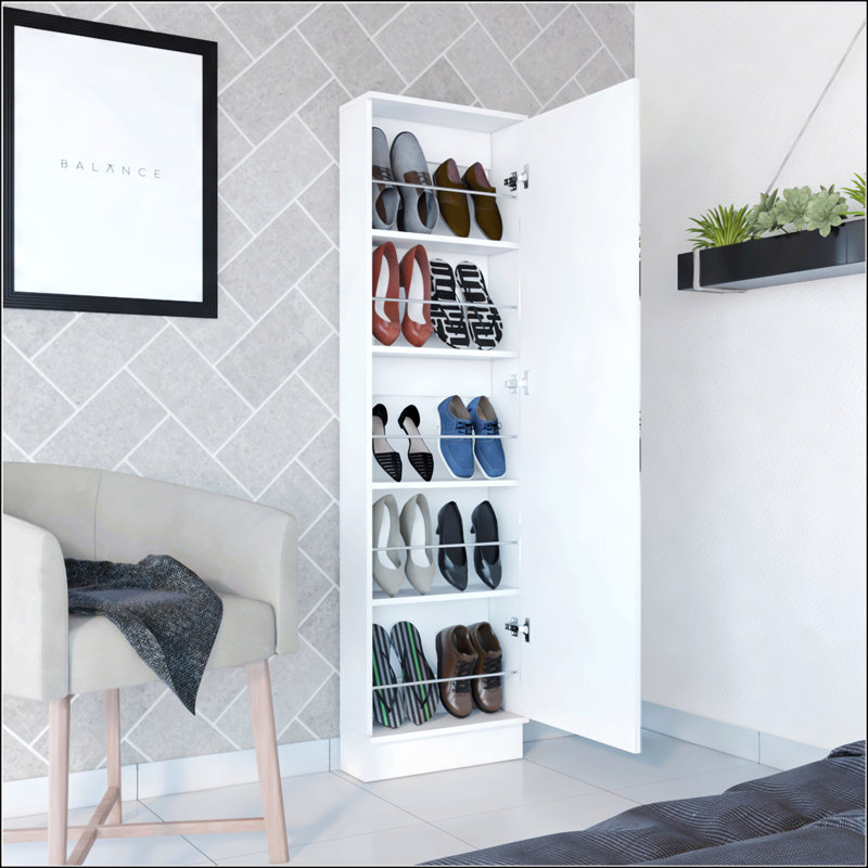 Rectangle Tall Shoe Cabinet, White