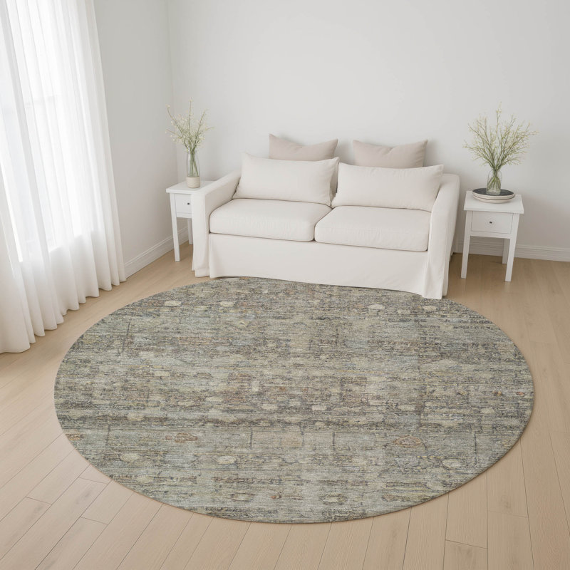 Premium Machine Washable Ponce AMF1768 Geometric Rug, Round 8'