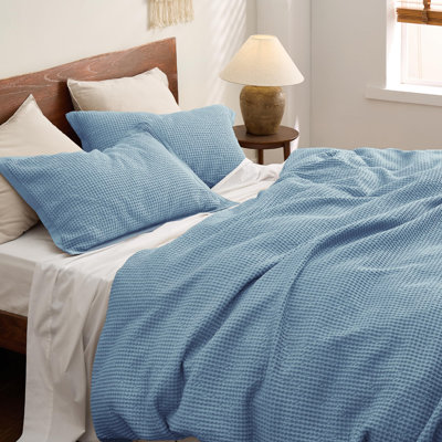 Essential Collection 100% Cotton Waffle Weave Duvet Cover Set
