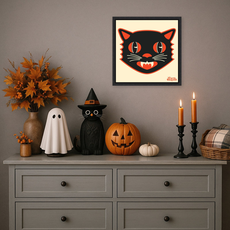 «Scaredy Cat» par Carrie Cantwell, reproduction d'art sur toile encadrée