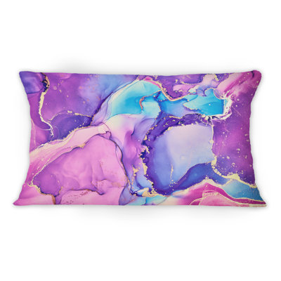 Translucent Liquid Art In Pink And Blue - Modern Printed Throw Pillow 1