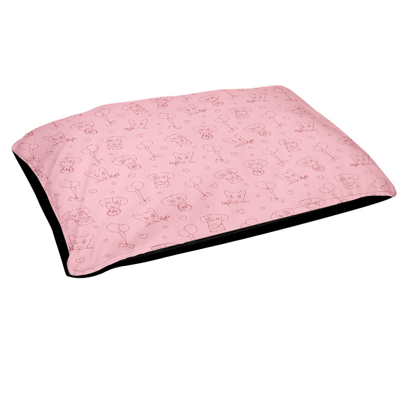 Coussin pour chien d’extérieur st day, Moyen (H 28 po x l 18 po x P 7 po), Rose / paillettes rouges