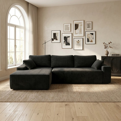 96" W Modern Modular Boneless L-Shaped Sofa Left-Facing No Assembly with Corduroy Fabric
