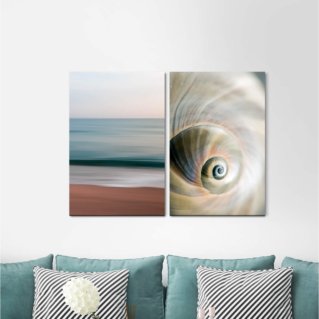 2-tlg. Leinwandbilder-Set - Fotografie „Horizon Shell Sea Snail”