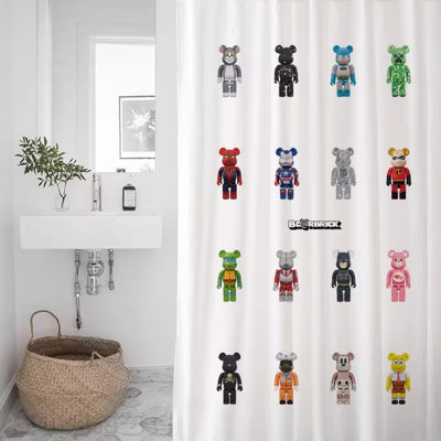Rideau de douche en polyester avec crochets