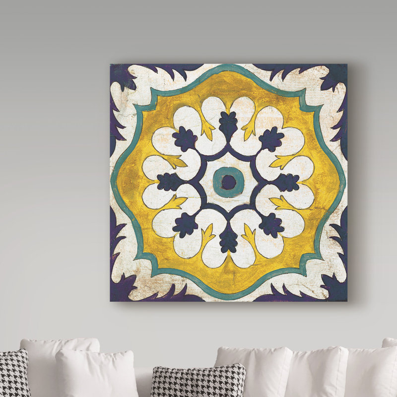 «Andalucia Tiles C Blue and Yellow», impression sur toile tendue, H 35 po x l 35 po x P 2 po
