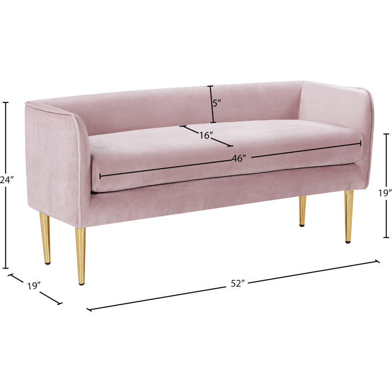 Audrey Manuel Upholstered Bench, Pink Velvet