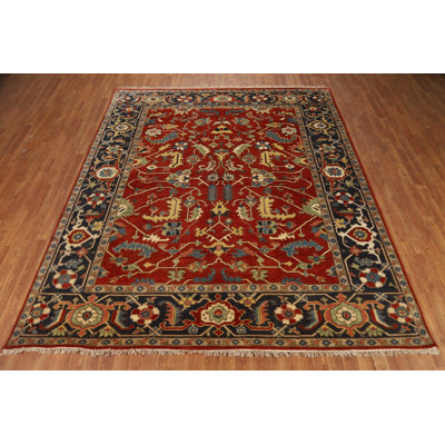 Orange Red Floral Traditional Indian Area Rug 8x10