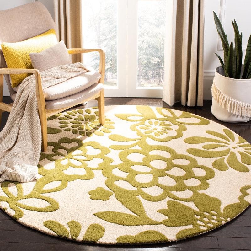 Soho Hand Tufted Wool Floral Rug, Round 6'