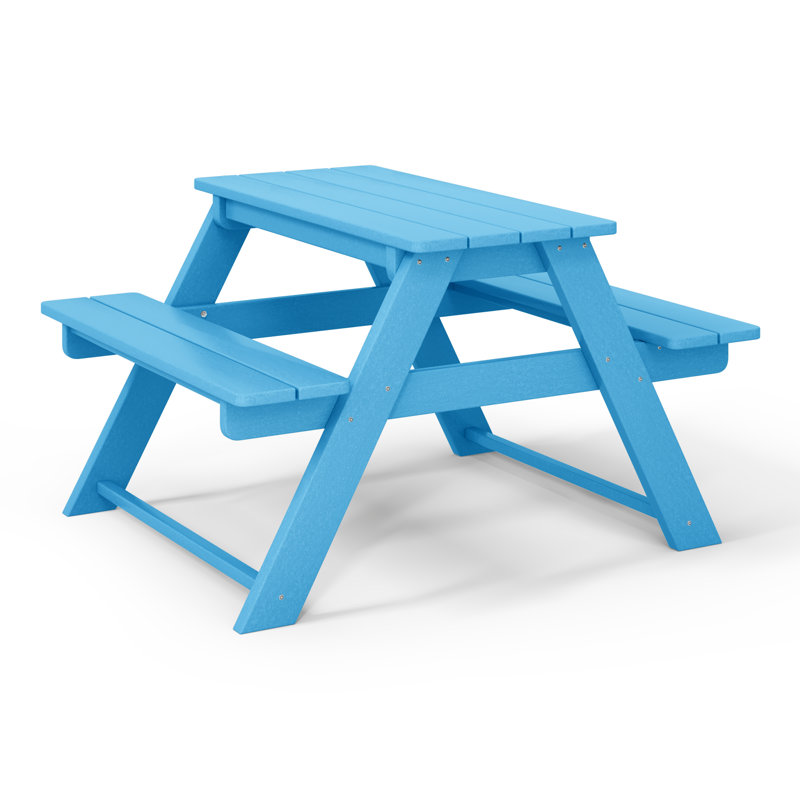 Kids Outdoor Poly Picnic Table, Blue