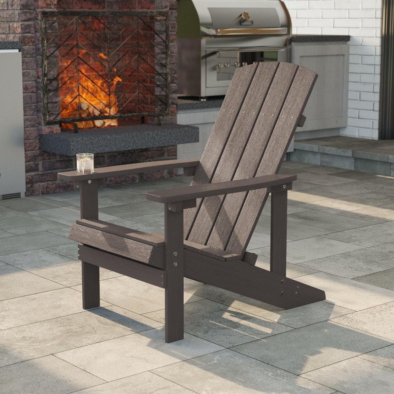 Bernhardine Hips Weather Resistant Adirondack Chair, Brun