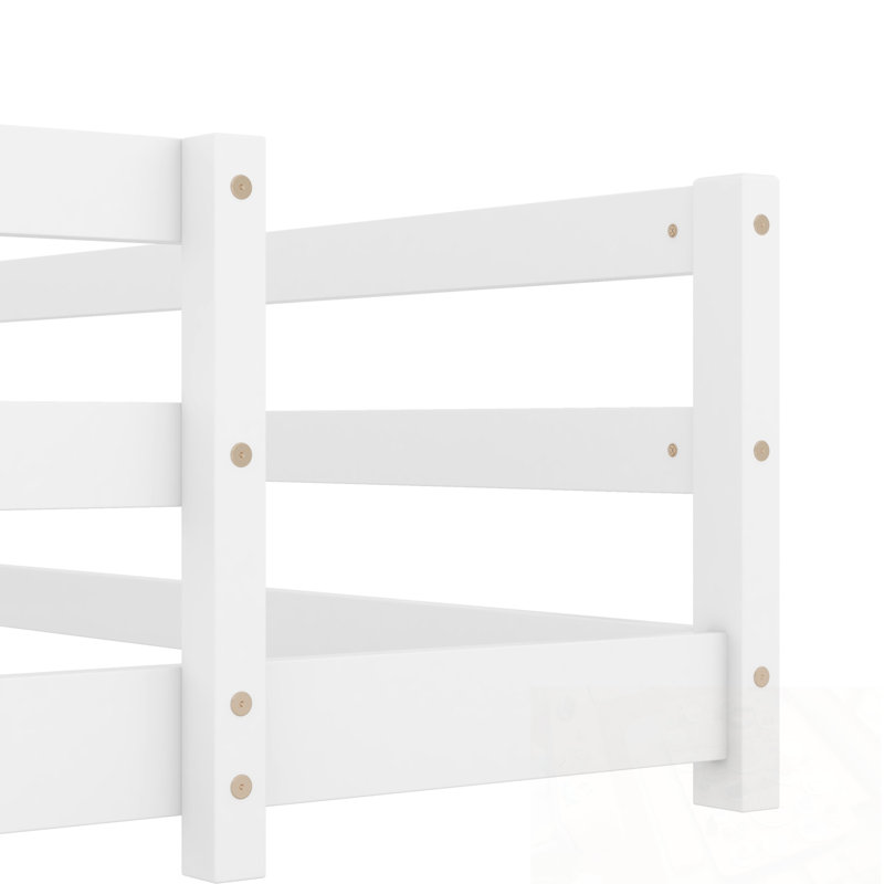 Lit double sur pied avec clôture, Blanc