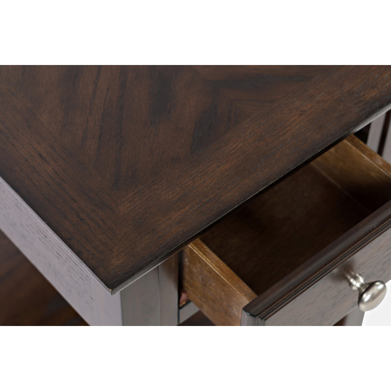 Table de bout à 4 pieds avec rangement Burrell, Espresso