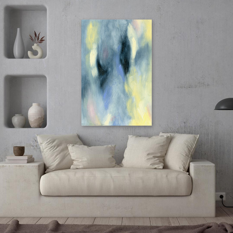 Art ombré éthéré et bleu mouvement, H 36 po x l 24 po