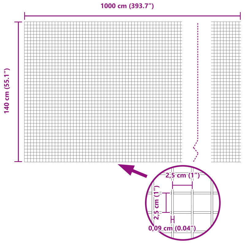 140cm H x 1000cm W Plastic Border Fencing