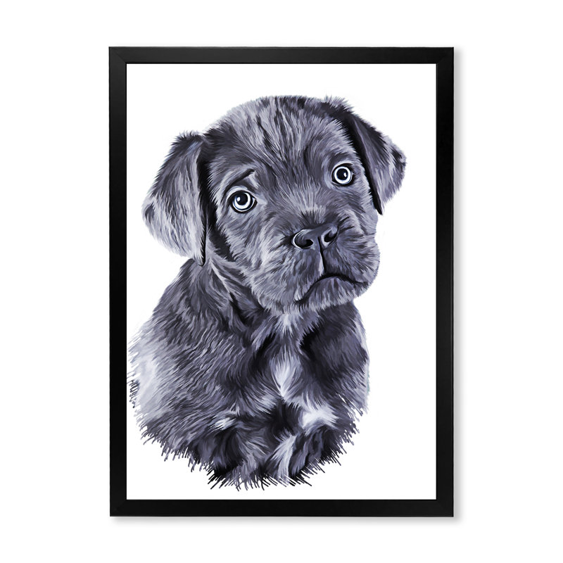 Dessin de la race de chien Cane Corso - œuvre d'art traditionnelle sur toile, Impression noire sur toile encadrée