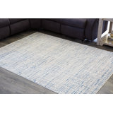 Rectangle Tildra Abstract Machine Woven Polyester Area Rug in Blue/Grey/Cream