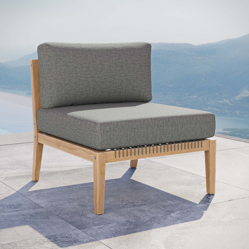 Chaise de terrasse en bois de teck pour l'extérieur Clearwater par Modway, Graphite