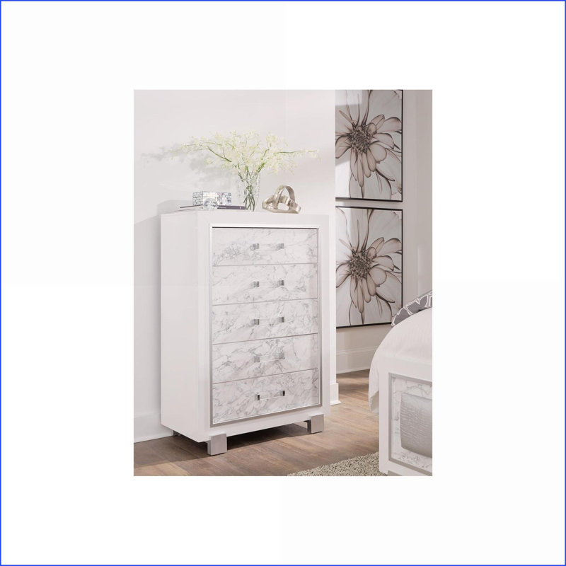 Commodes et amp; Armoires, commode de rangement moderne en marbre blanc | Structure en bois d'hévéa | Blanc | Bois massif et panneau de fibres à densité moyenne