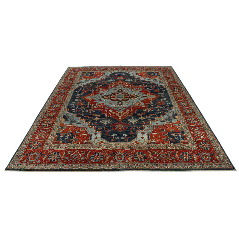 Tapis traditionnel bleu marine et rouge 10 x 14