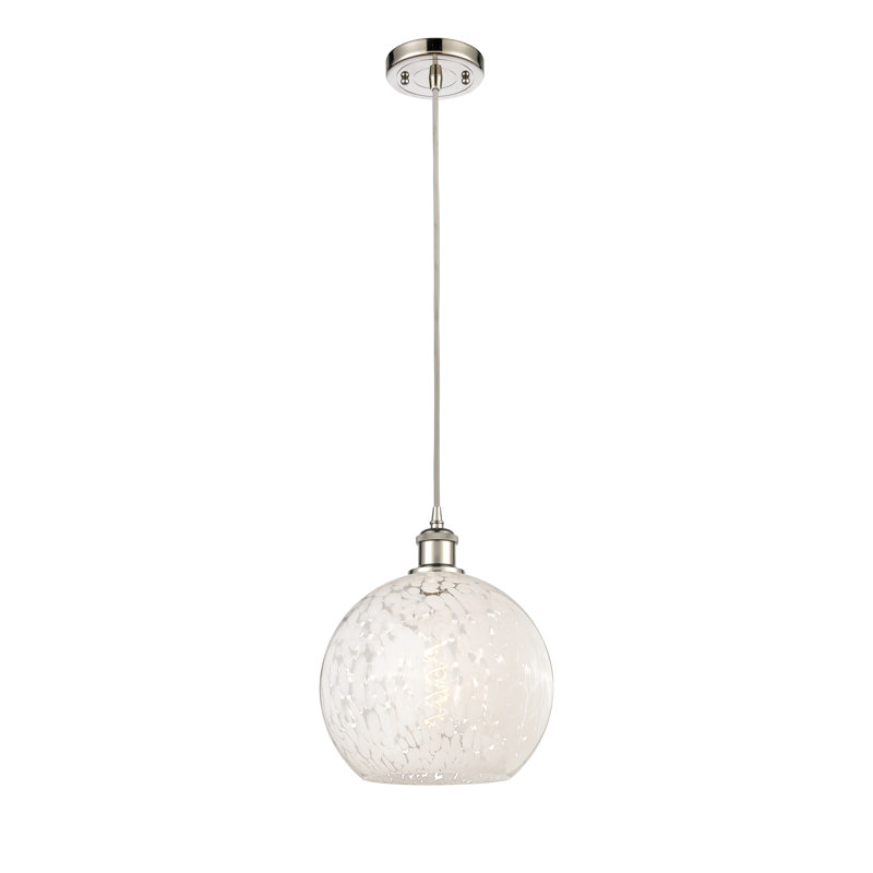Luminaire suspendu 1 lumière Nathalie, H 11,75 po x l 10 po x P 10 po, Nickel poli