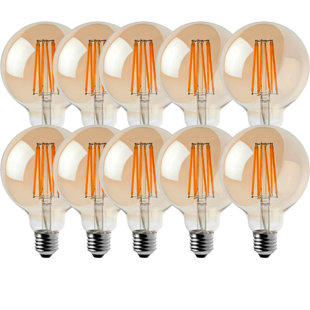 8 Wattage E27 Dimmable LED Vintage Edison Globe Light Bulb Amber (Set of 10)