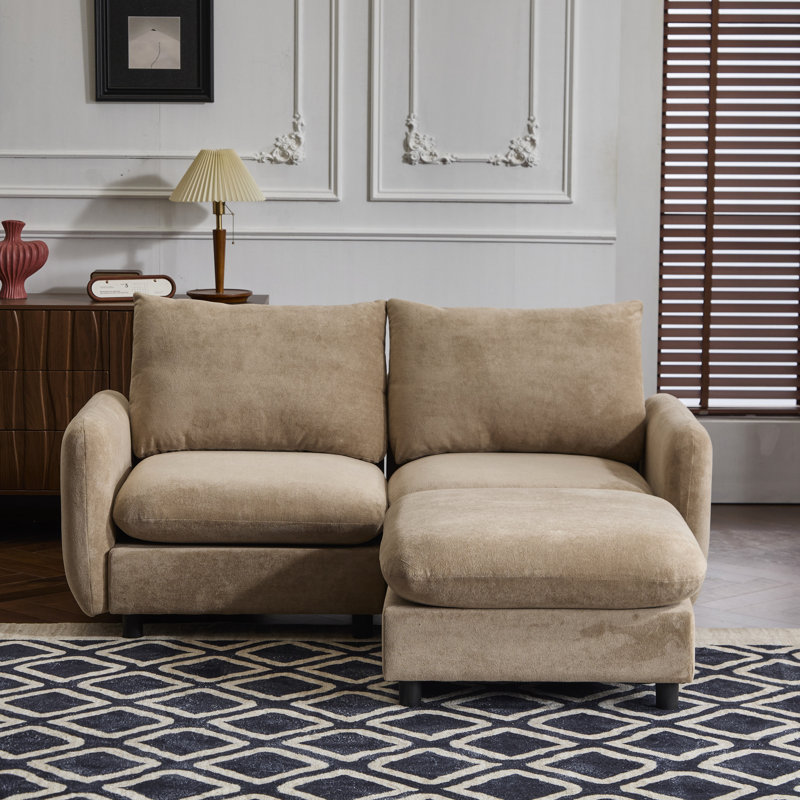 Canapé modulaire en velours en L 3 pièces avec matériau principal en eucalyptus Nomad, 67 po Largeur, eucalyptus combinés à ressorts de soutien, largeur 34 po, confort centré