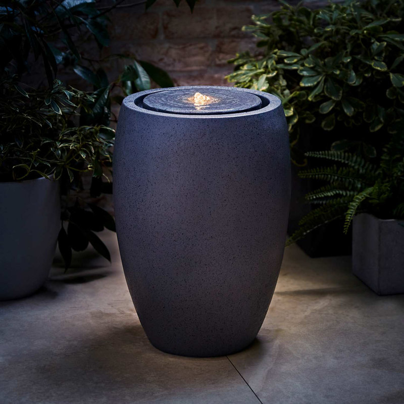 Outdoor Fountain with Lights, Grey