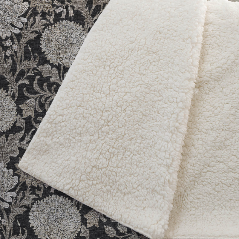 Jeté floral Sherpa ASB677 Addison, Noir
