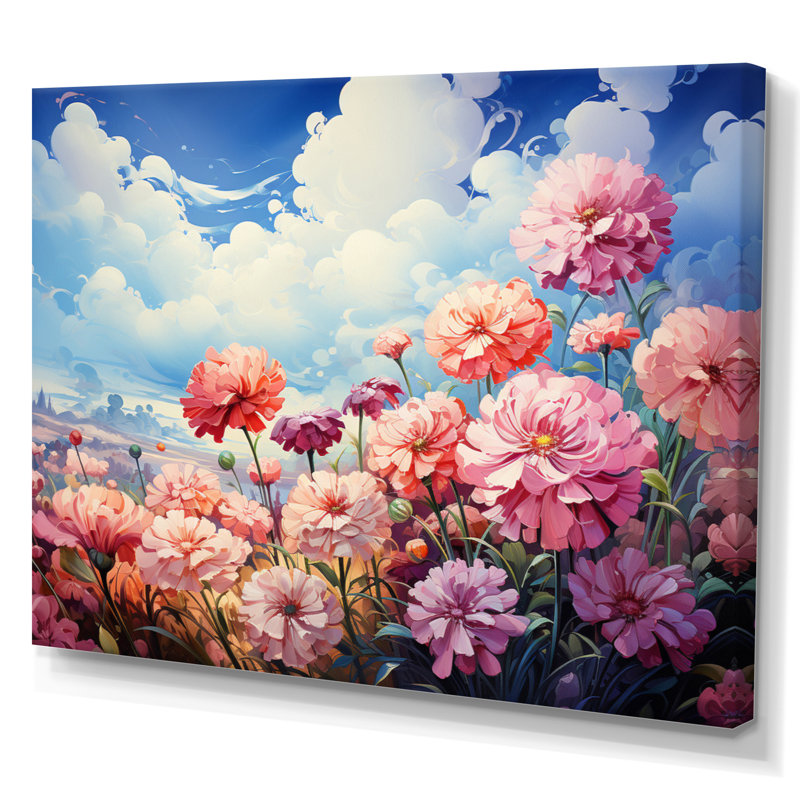 Meadow Zinnia Dreams sur impression sur toile, H 12 po x l 20 po x P 1 po, Toile tendue