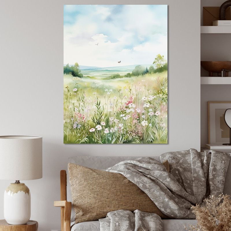 «Meadow Scenery Minimalisme Serenity I», reproduction, Toile tendue, H 32 po x l 16 po x P 1 po