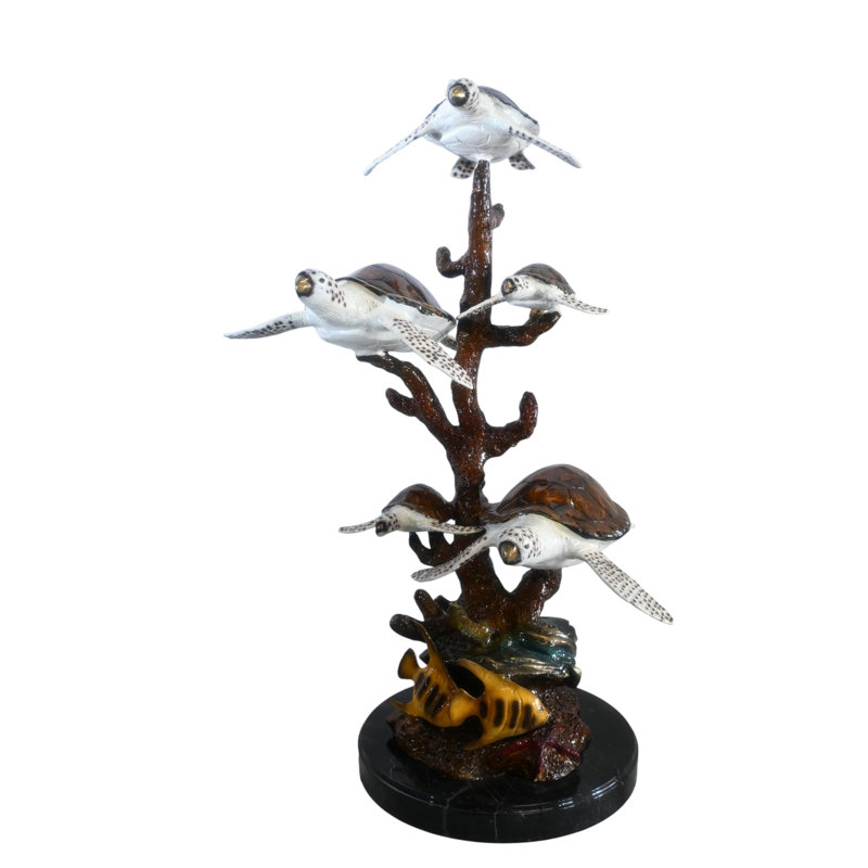 Sculpture cinq branches de corail en bronze 20 po x 16 po x H 30 po