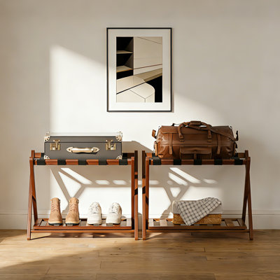 Full Assembled Luggage Rack Set Of 2 - Brown