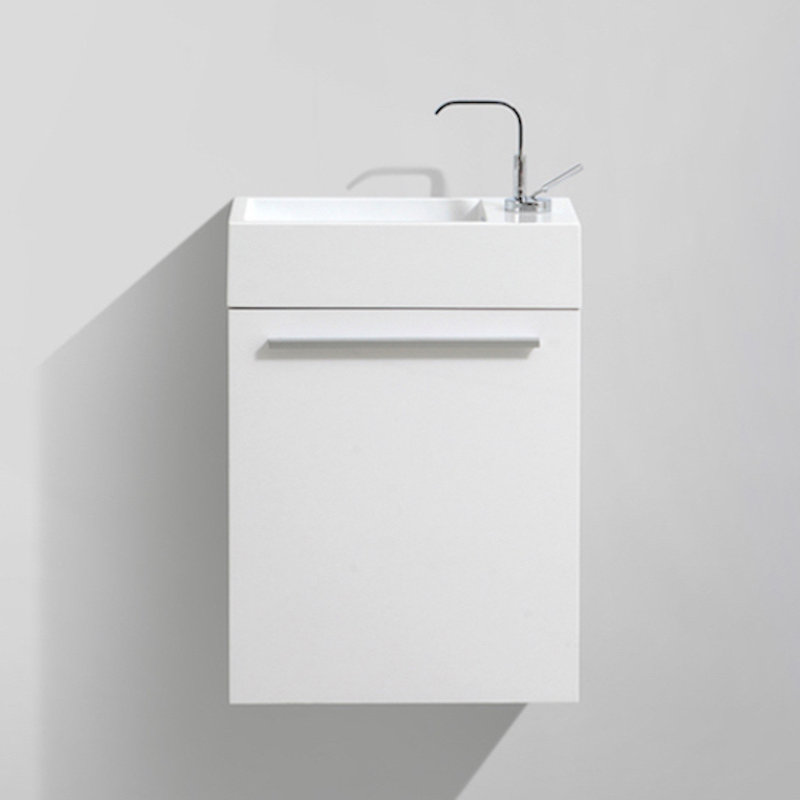 18" Wall Mounted Single Bathroom Vanity with Sink, White