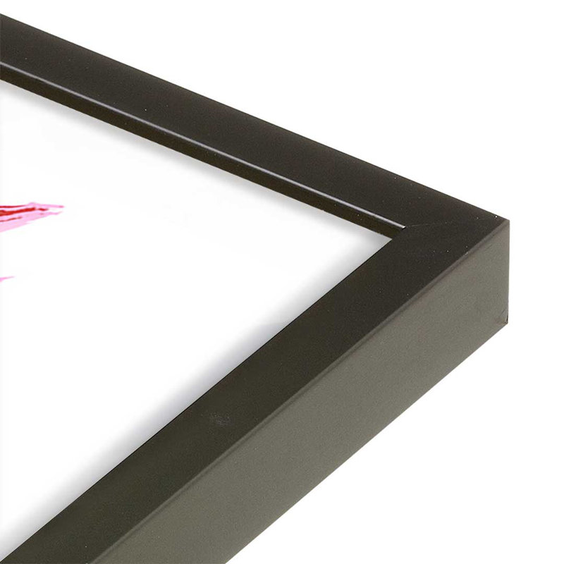 «Red and Pink Artsy Flowers» par Garima Dhawan, impression, H 16 po x l 12 po, Cadre à joints visibles, Noir