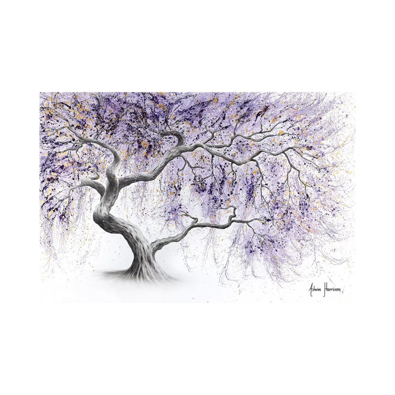 Purple Prosperity Tree by Ashvin Harrison - Wrapped Canvas Painting, 66.04 cm H x 45.72 cm W x 3.175 cm D