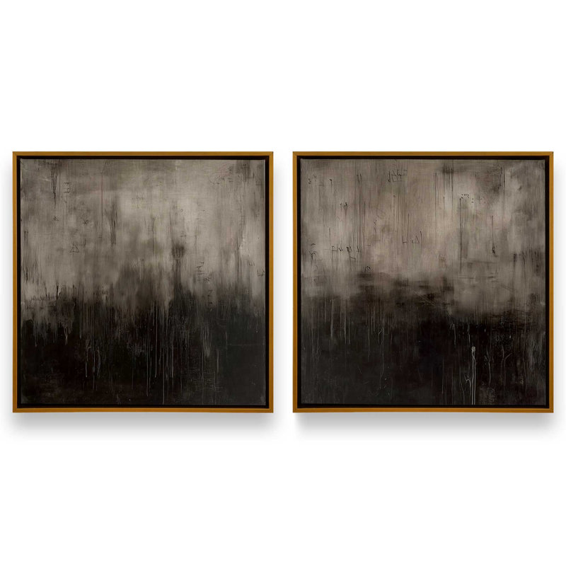 Echoes of Shadow v2, ensemble de 2 impressions, 16" x 16", Polished Gold Floater Frame